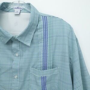 Blue Quail Shirt Men XXL Green Check Guayabera UPF50 Mesh Lined Outdoor Fishing